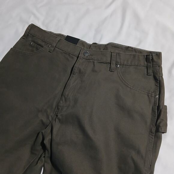 NWT DICKIES 38x34 Men's Olive Relaxed Fit Canvas Carpenter Pants 100% Cotton - Picture 9 of 13